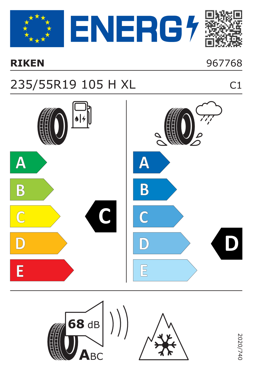 Étiquette européenne du pneu Riken All Season SUV 235/55 R19