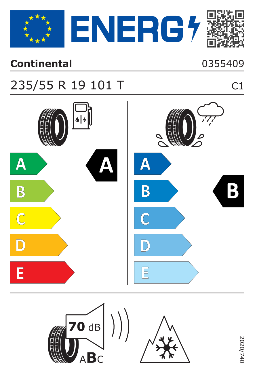 Étiquette européenne du pneu Continental AllSeasonContact 2 235/55 R19