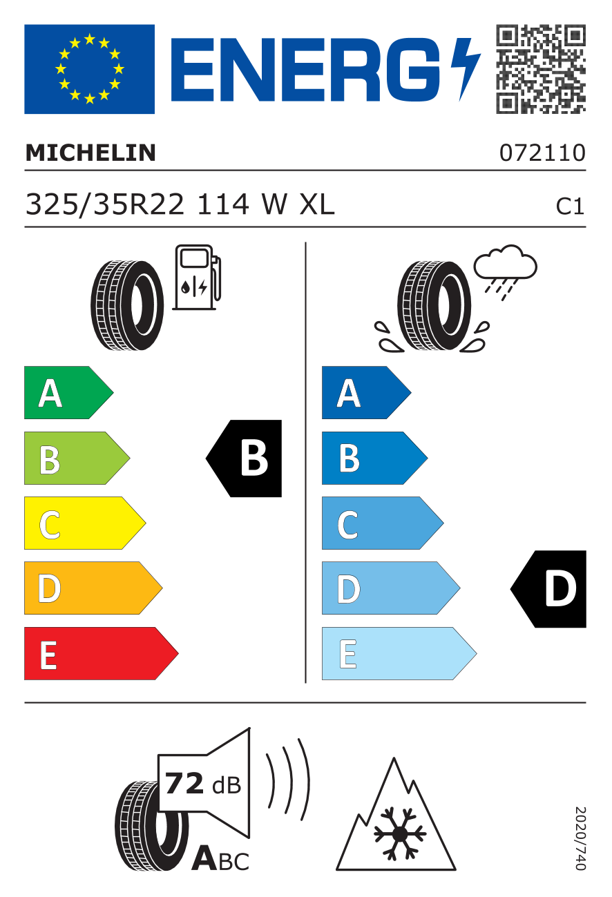 Étiquette européenne du pneu Michelin Pilot Alpin 5 SUV 325/35 R22