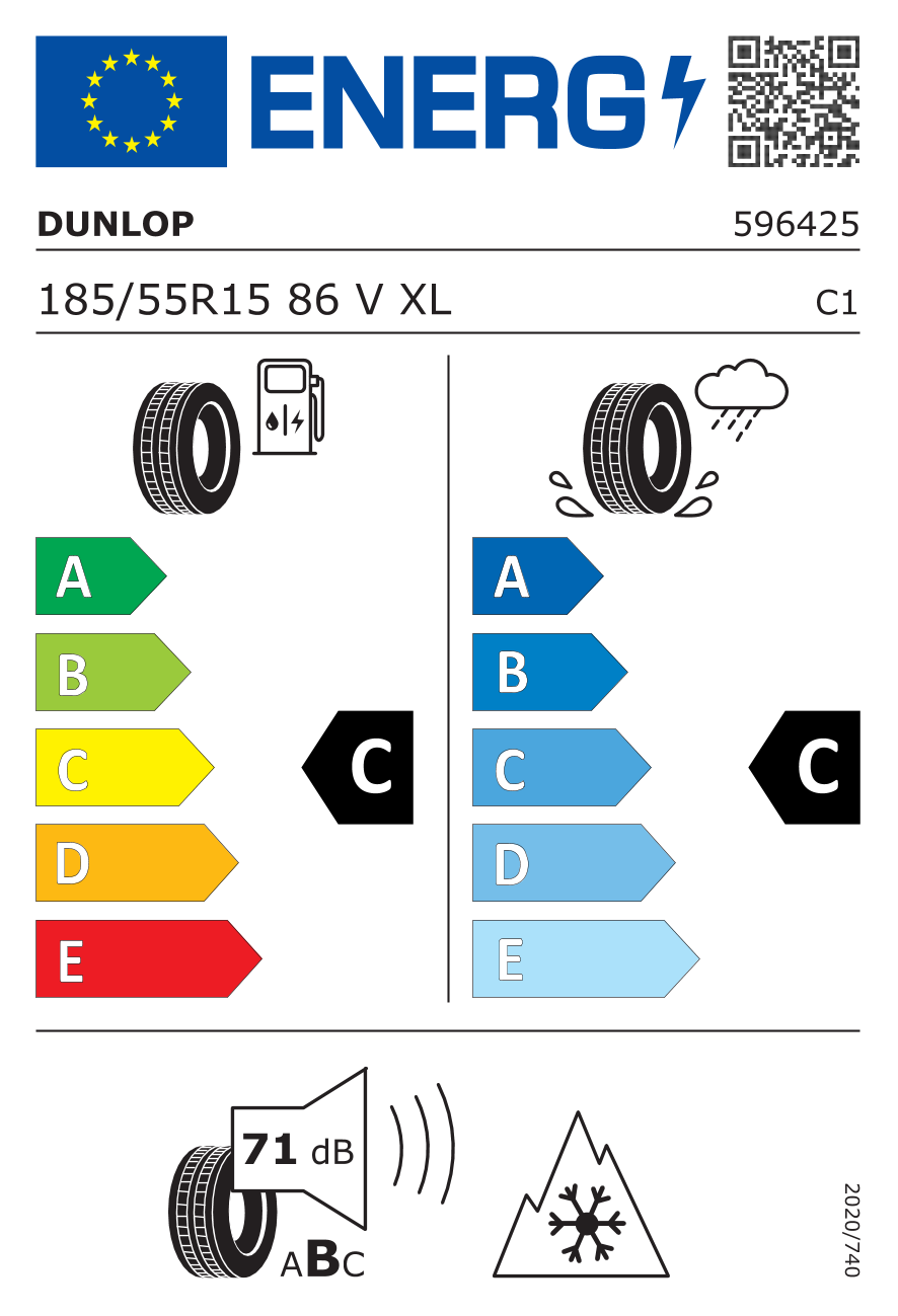 Étiquette européenne du pneu Dunlop All Season 2 185/55 R15
