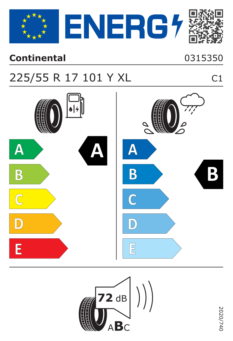 Étiquette européenne du pneu Continental EcoContact 6 225/55 R17