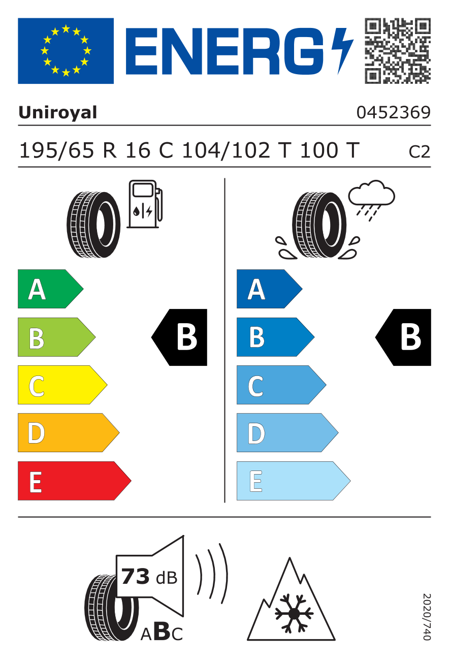 Étiquette européenne du pneu Uniroyal AllSeasonMax 195/65 R16C