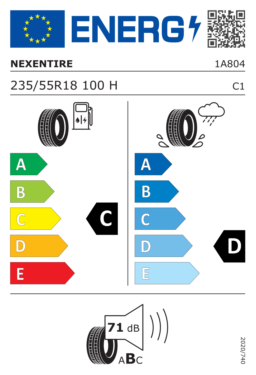 Étiquette européenne du pneu Nexen N'priz RH7 235/55 R18