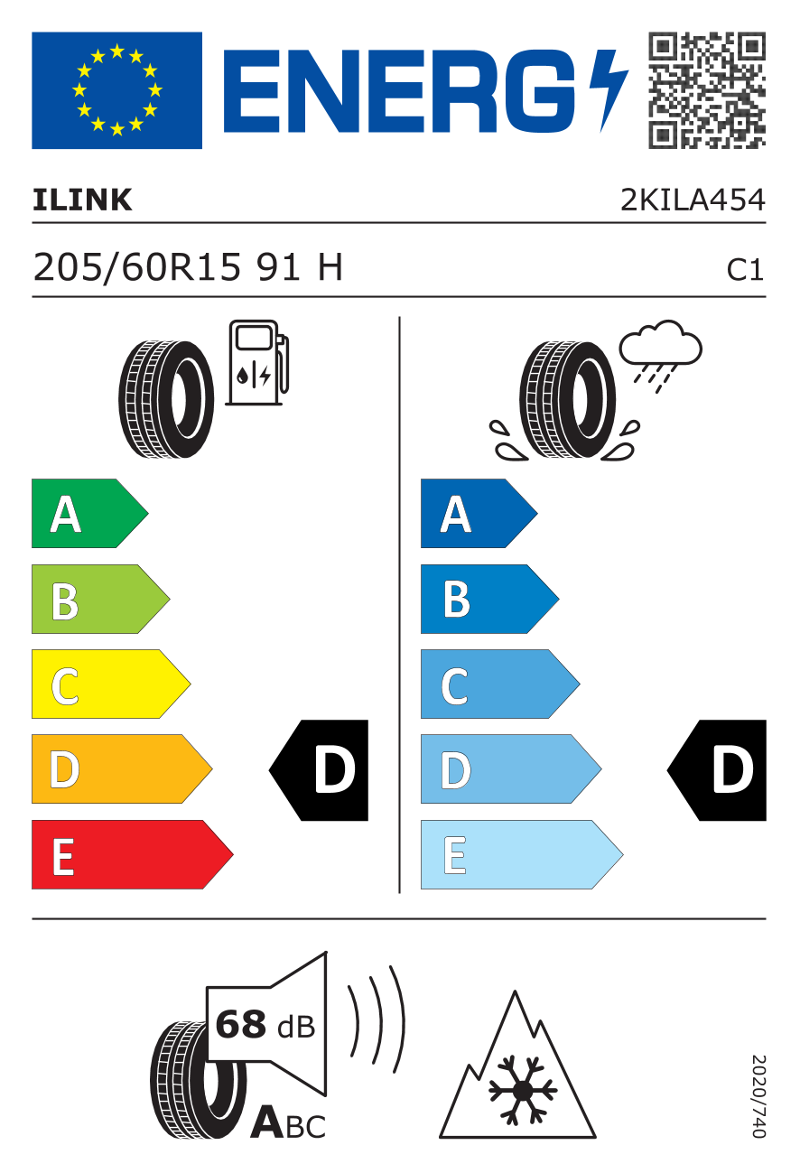 Étiquette européenne du pneu iLink SnowGripper I 205/60 R15