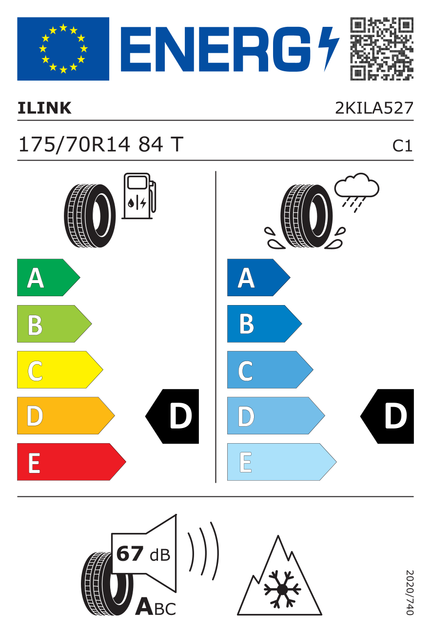 Étiquette européenne du pneu iLink SnowGripper I 175/70 R14