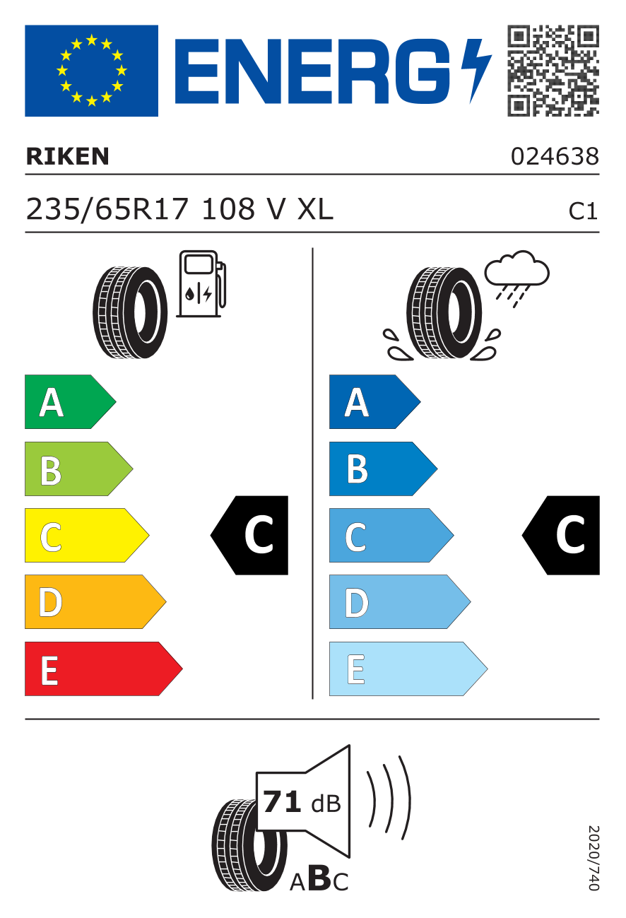 Étiquette européenne du pneu Riken 701 235/65 R17