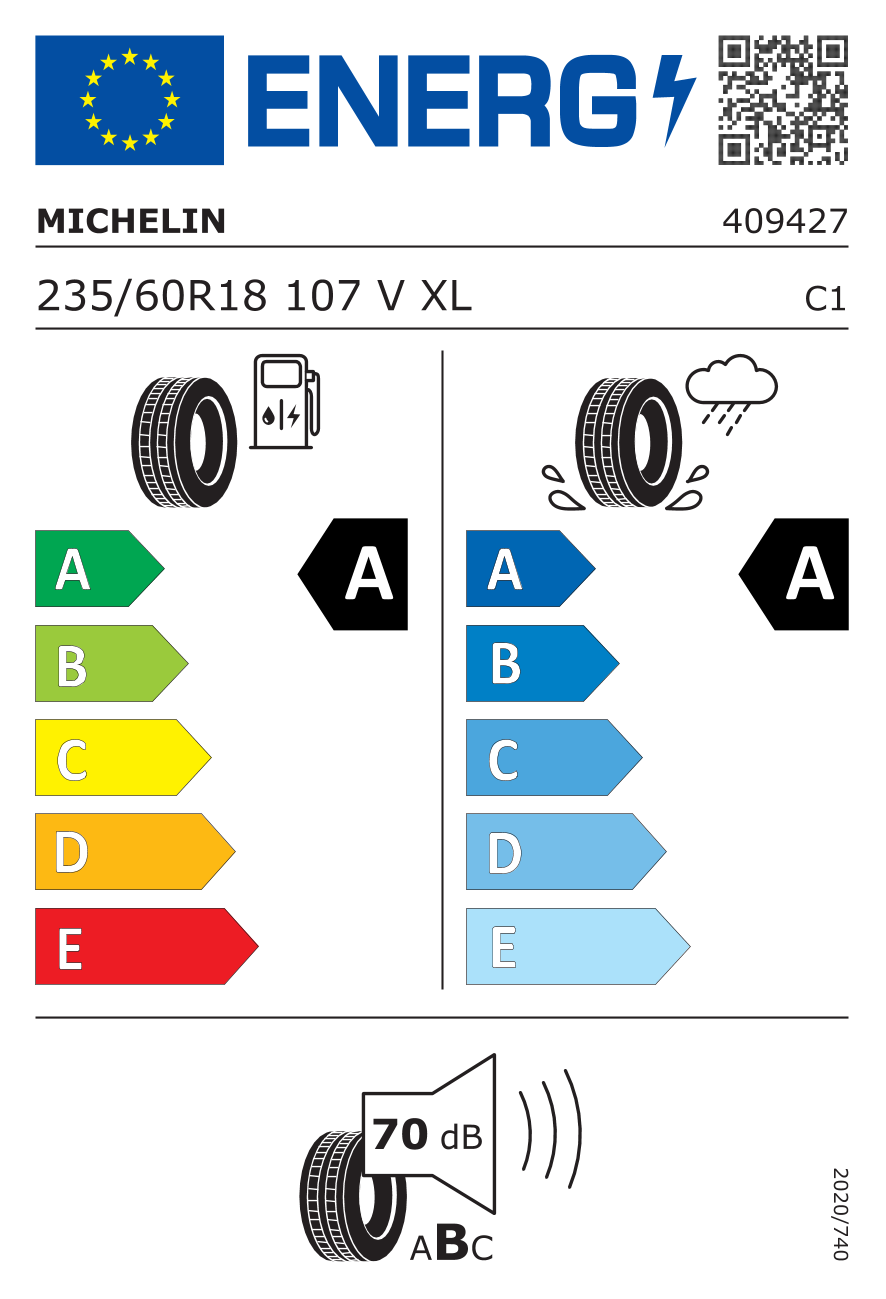Étiquette européenne du pneu Michelin Pilot Sport 4 SUV 235/60 R18