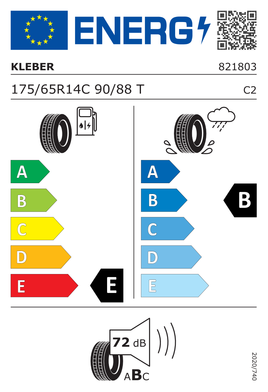 Étiquette européenne du pneu Kleber Transpro 175/65 R14C
