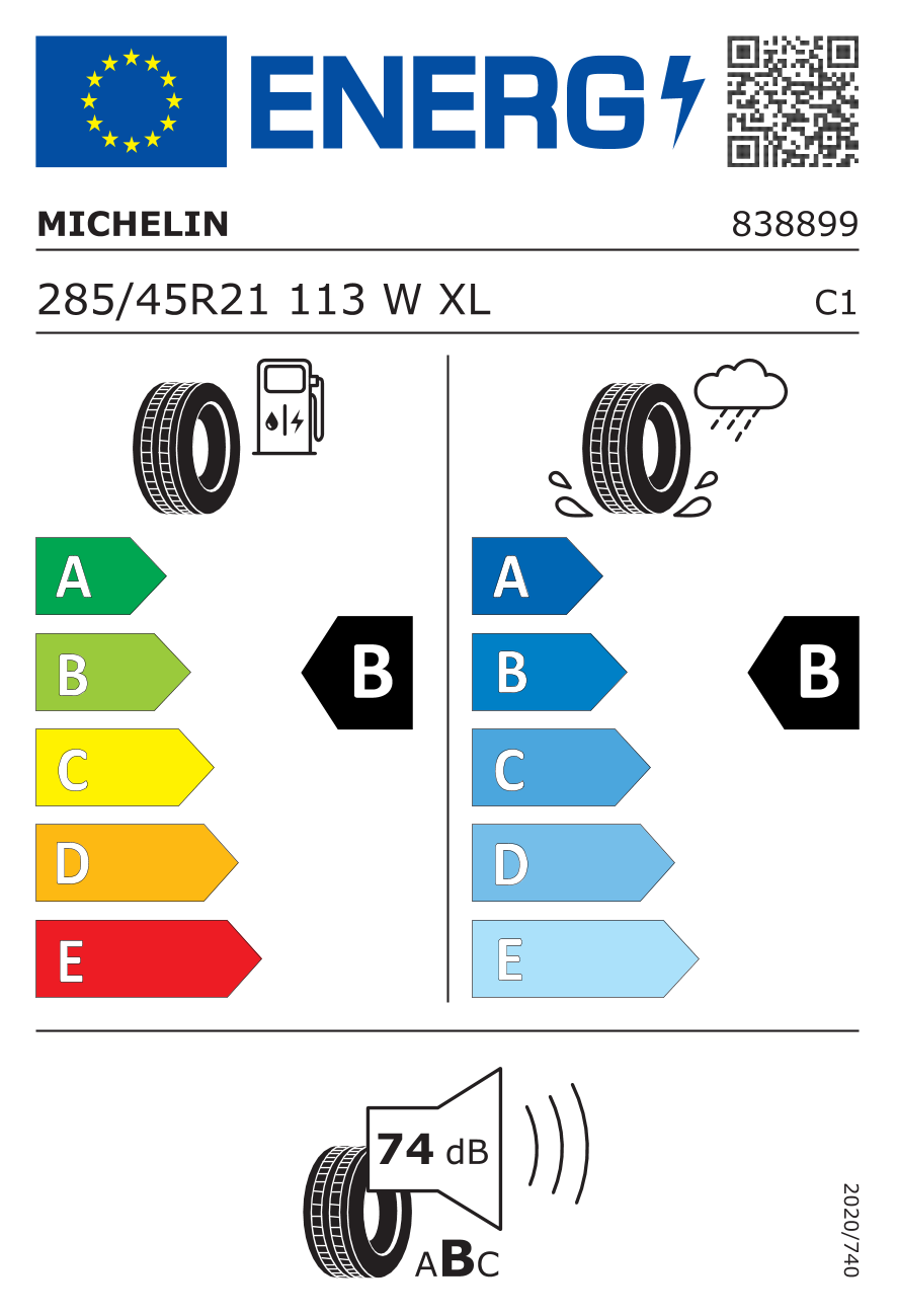 Étiquette européenne du pneu Michelin Latitude Cross 285/45 R21