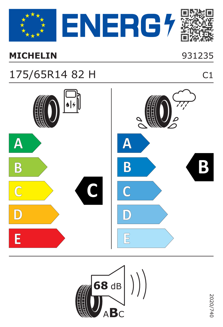 Étiquette européenne du pneu Michelin Energy Saver+ 175/65 R14