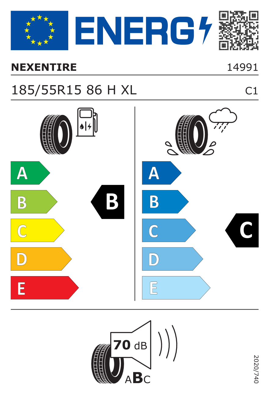 Étiquette européenne du pneu Nexen N'blue HD Plus 185/55 R15