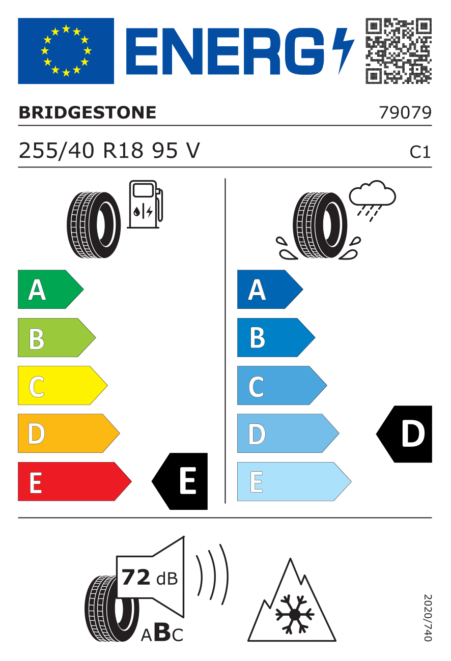 Étiquette européenne du pneu Bridgestone Blizzak LM-25 255/40 R18