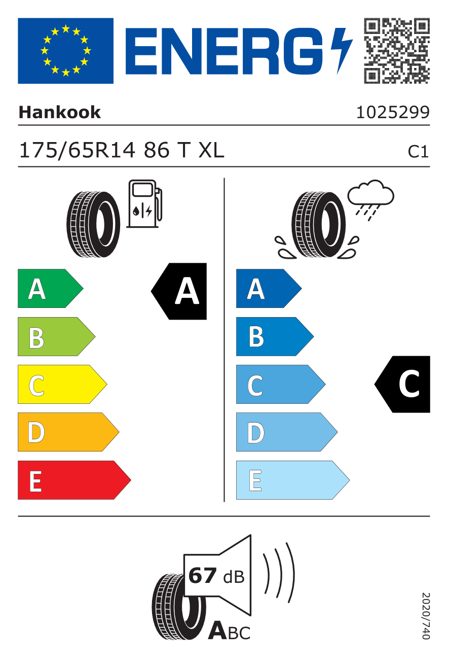 Étiquette européenne du pneu Hankook Kinergy Eco 2 (K435) 175/65 R14