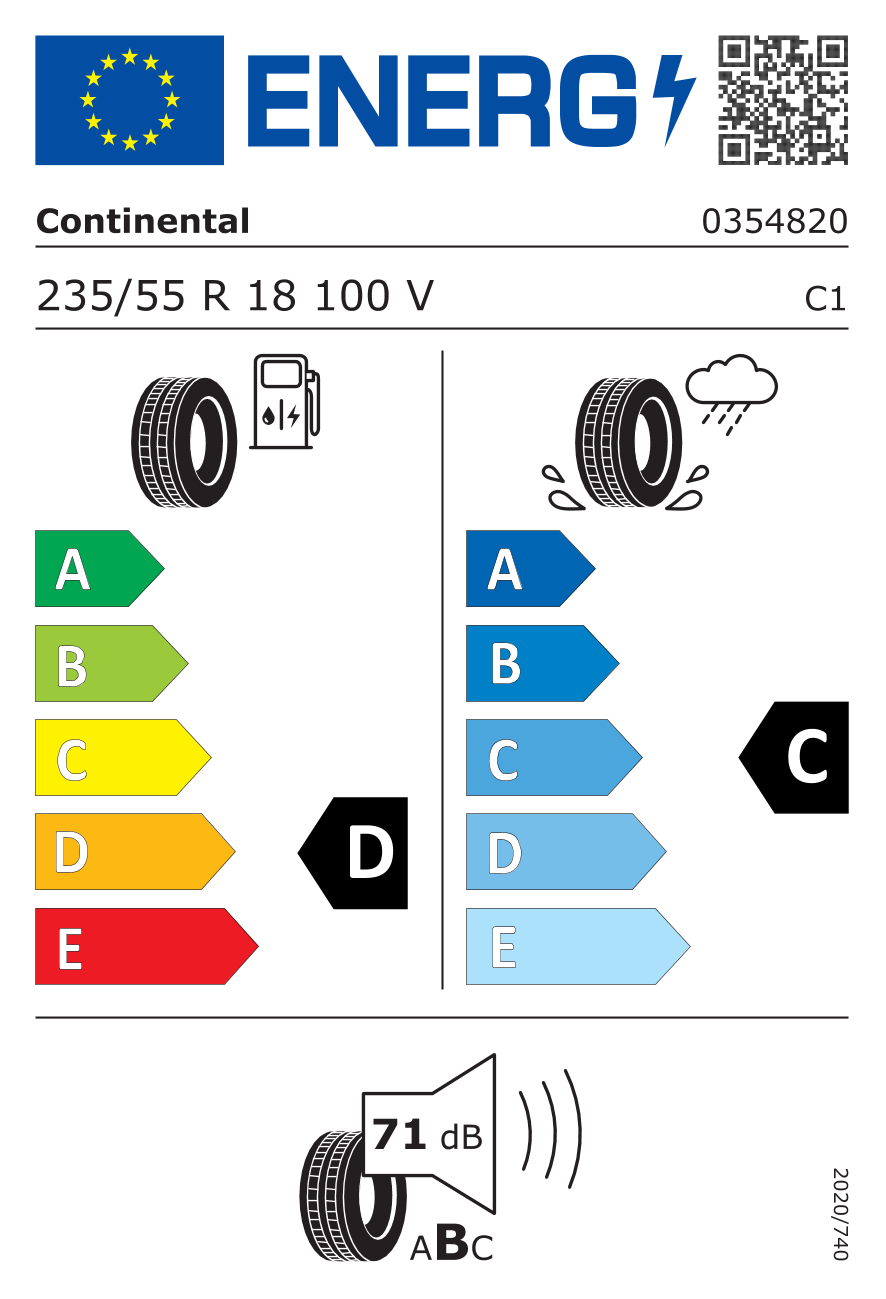 Étiquette européenne du pneu Continental CrossContact ATR 235/55 R18