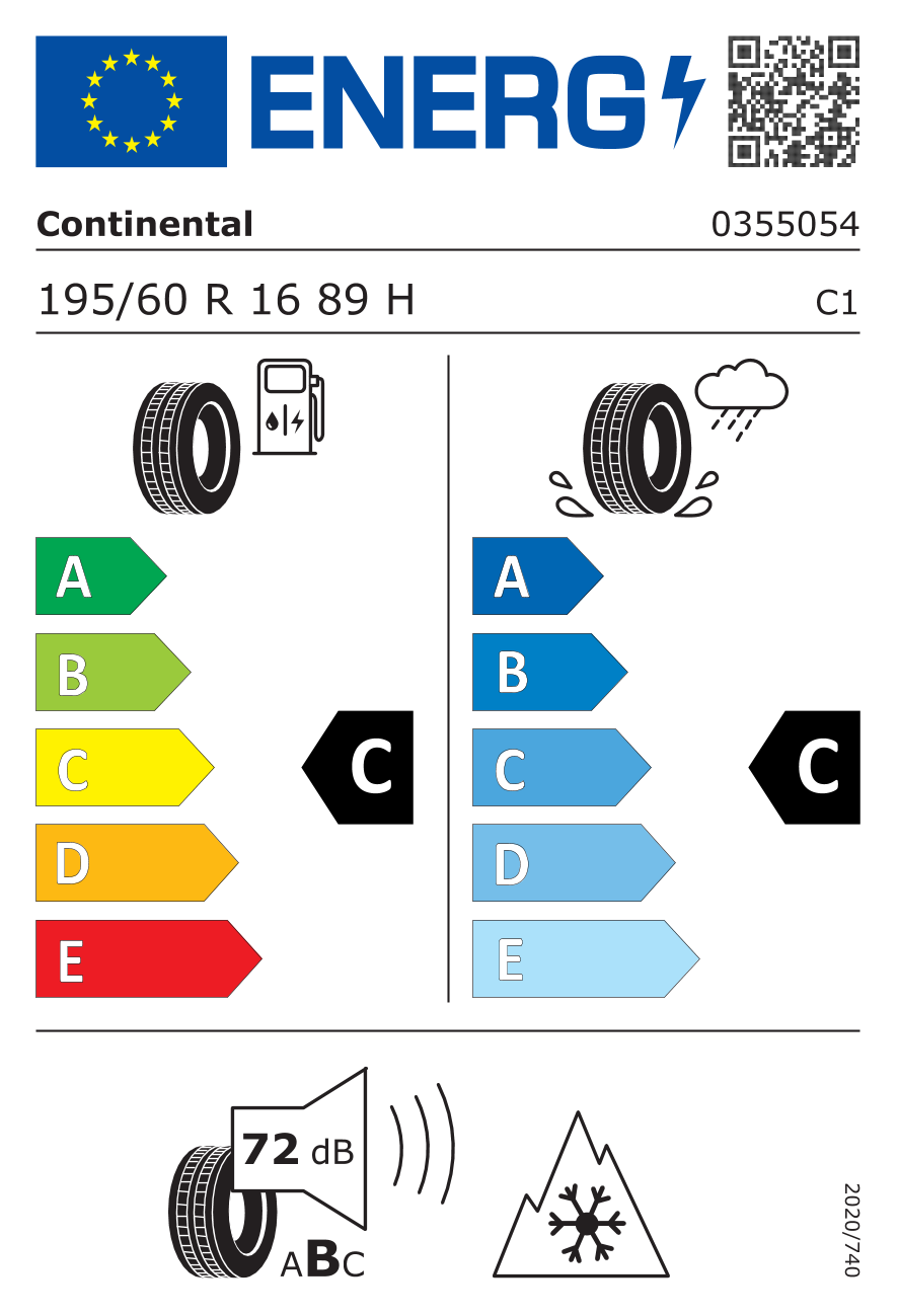 Étiquette européenne du pneu Continental WinterContact TS 860 S 195/60 R16