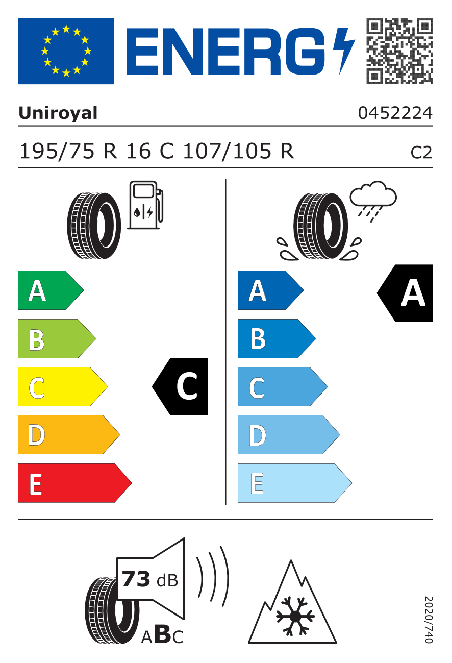 Étiquette européenne du pneu Uniroyal AllSeasonMax 195/75 R16C