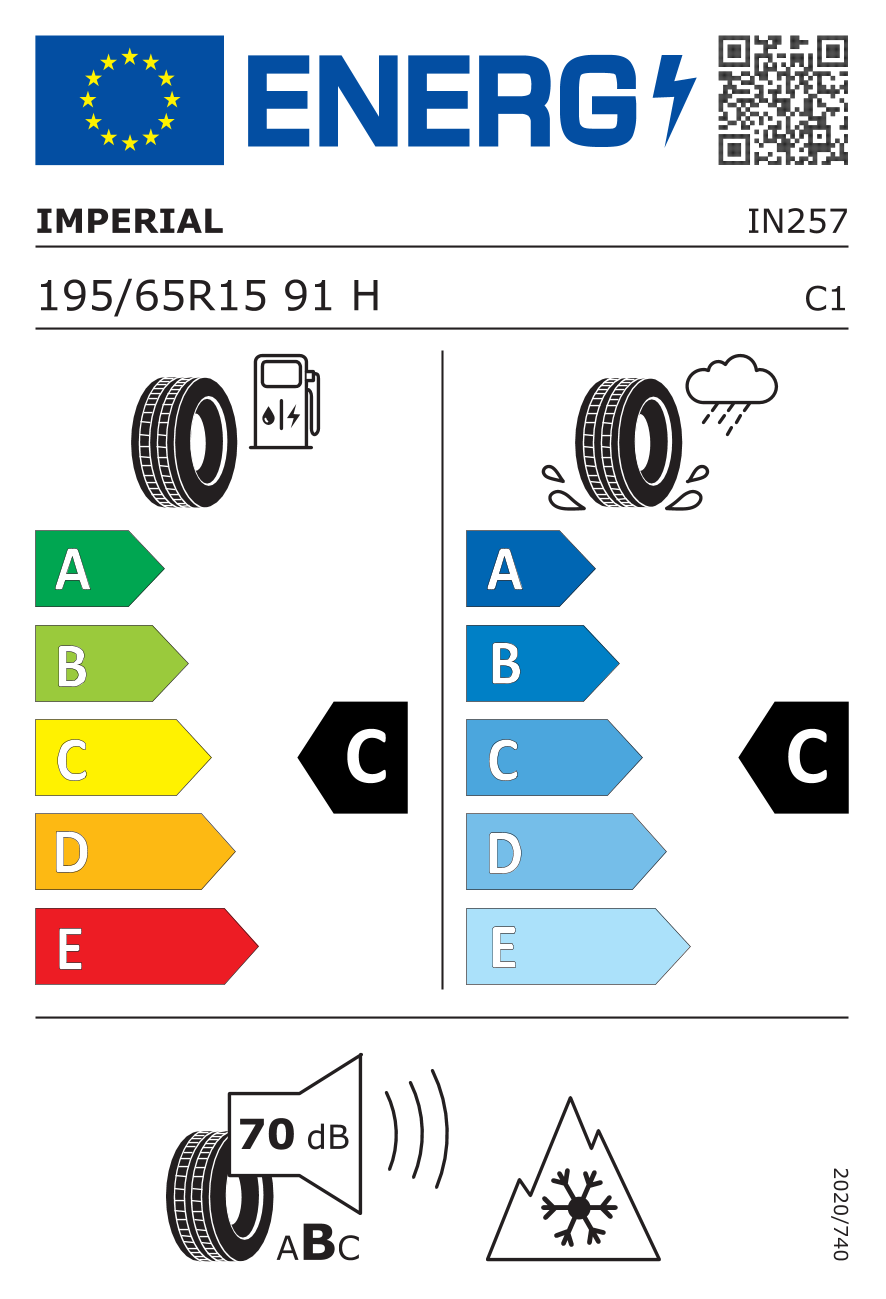 Étiquette européenne du pneu Imperial Snowdragon HP 195/65 R15
