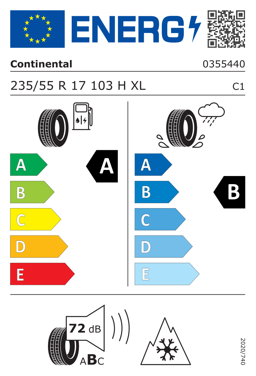 Étiquette européenne du pneu Continental AllSeasonContact 235/55 R17