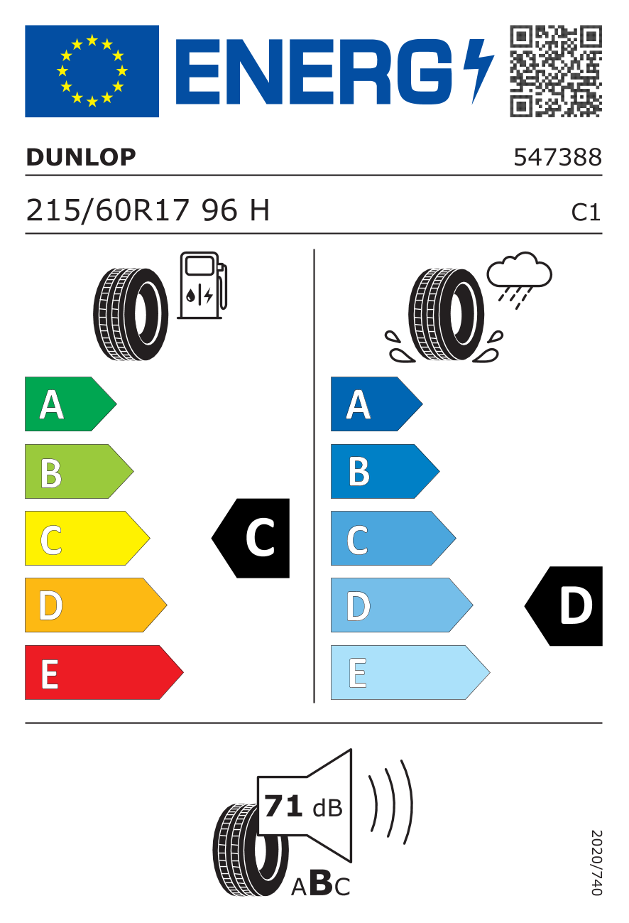 Étiquette européenne du pneu Dunlop SP Sport 270 215/60 R17