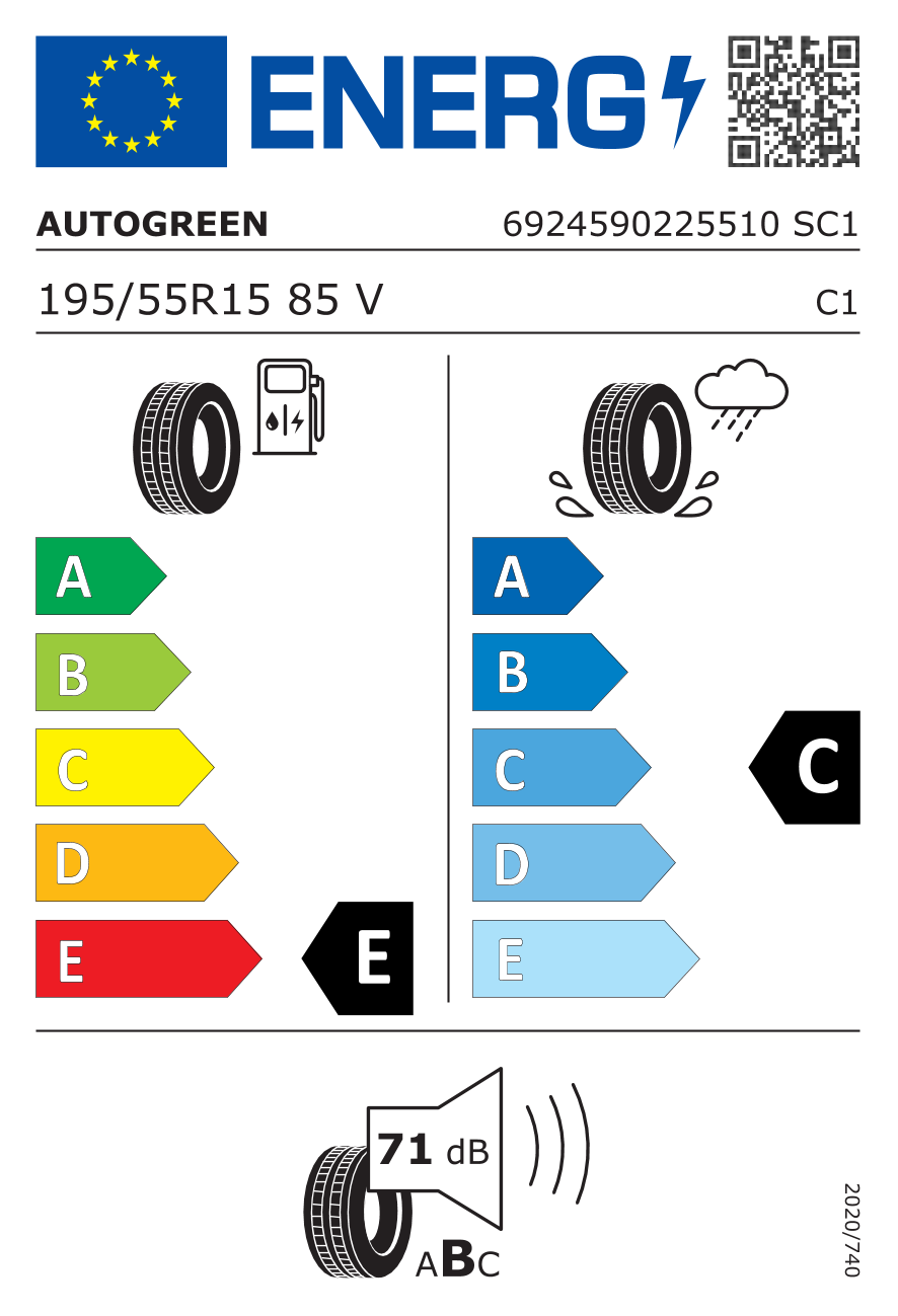 Étiquette européenne du pneu Autogreen Smart Chaser-SC1 195/55 R15